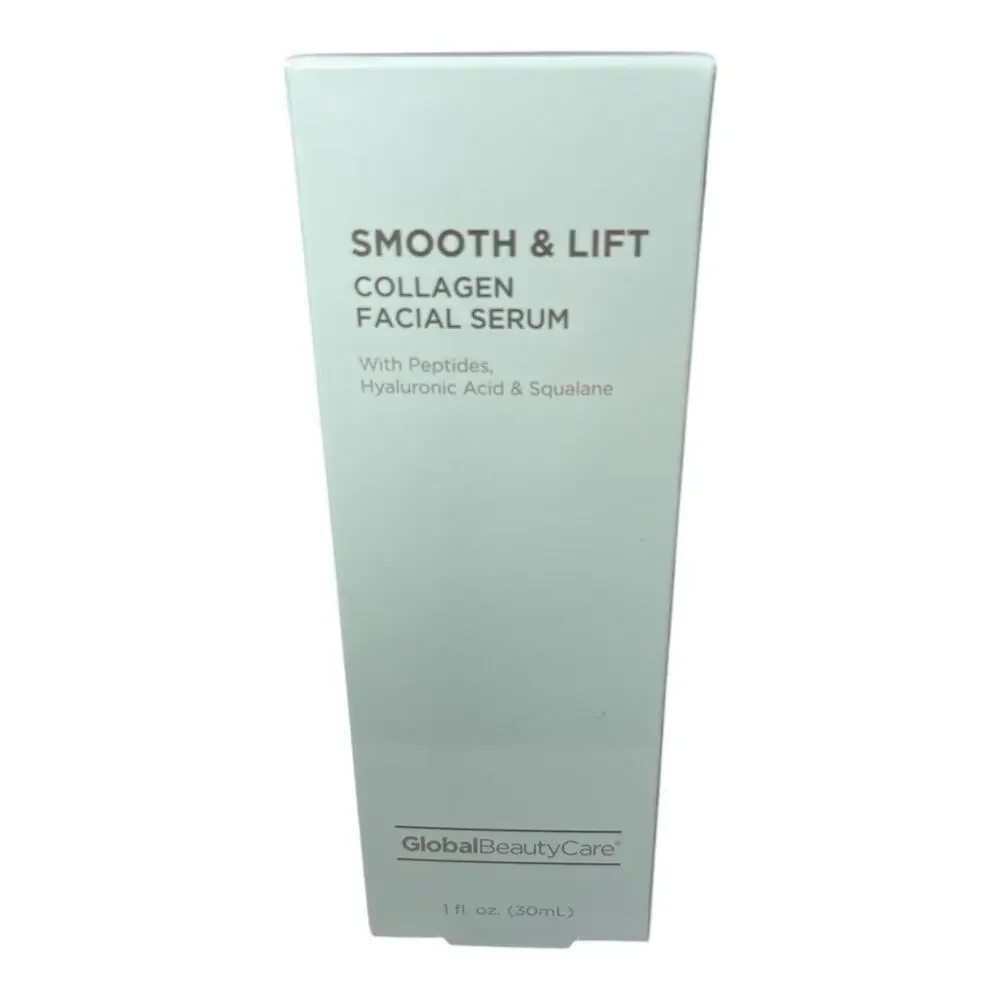 Global Beauty Care Smooth & Lift Collagen Facial Serum w/ Hyaluronic Acid New!